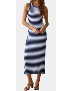 By Together Knit Sweater Viscose Polyester Nylon Striped Dress - Blue