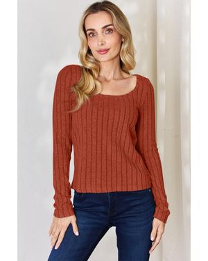 TRUEDAMES Full Size Ribbed Long Sleeve T-Shirt - Red