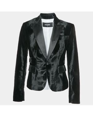 DSquared² Velvet Single Breasted Blazer - Black