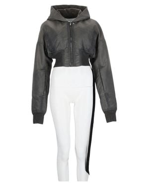 Rick Owens Charcoal Boxy Hooded Nylon Jacket - Gray
