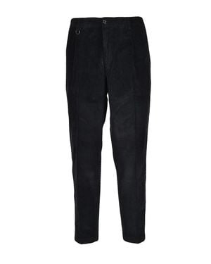 Paolo Pecora Tailored Corduroy Pants With Pleated Waist And Practical Pockets - Black