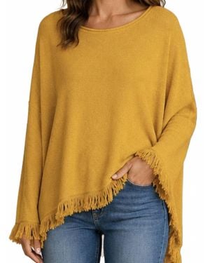 Keren Hart Long Sleeve Fringe Hem Sweater - Yellow