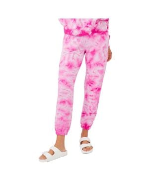 Monrow Crystal Tie Dye Boyfriend Sweats - Pink