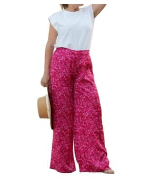 Sugarlips Zoya Floral Satin Pants - Red