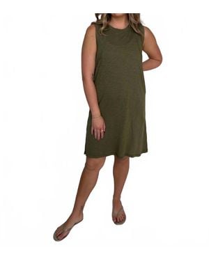 Bobi Raglan Seamed Tank Dress - Green