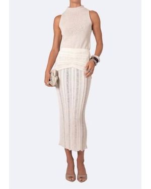 NonChalant Label Violette Midi Skirt - White