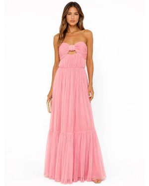 Hutch Micah Pleated Strapless Cutout Maxi Dress - Pink