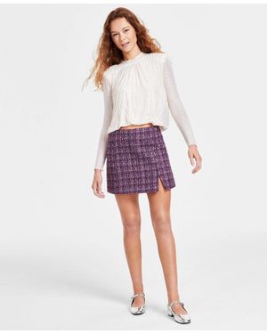 Astr Mini Skirt Covina Tweed Side Slit Pall597 - Red