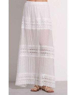 Elan Crochet-Lace Tiered Maxi Skirt - Pink