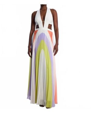 BCBGMAXAZRIA Printed Pleated Cutout Maxi Dress - Multicolor
