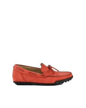 CALÒ Moccasin-Style Leather Loafers With Decorative Bow - Red