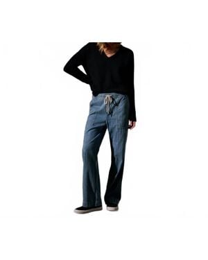 James Perse Wide Leg Pull On Denim Pants - Black