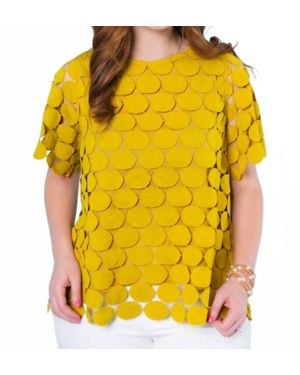 Umgee Polka Dot Shift Boxy Cut Top - Yellow