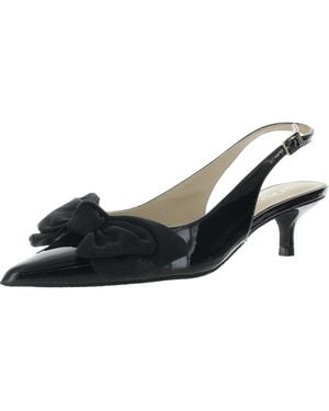 Jack Rogers Debra Bow Leather Kitten Heels - Blue