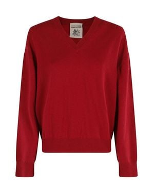 Semicouture V-Neck Ruby Sweater With Long Sleeves - Red