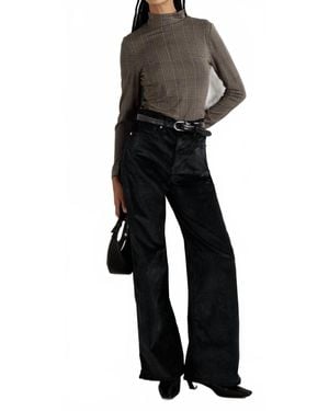 Veronica Beard High Rise Wide Leg Velvet Pants - Black