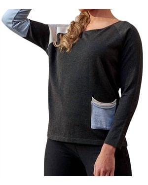 Angel Color Block Scoopsweater - Black