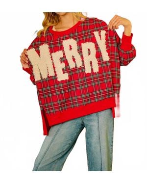 Bibi Merry Plaid Sweatshirt - Red