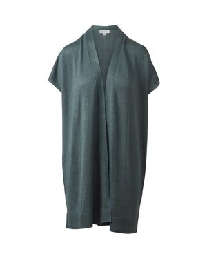 Kinross Cashmere Long Sleeveless Cardigan - Green