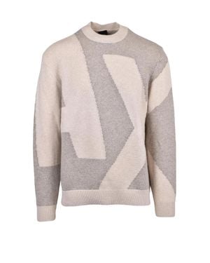 ARMANI EXCHANGE Geometric Crewneck Sweater - Natural