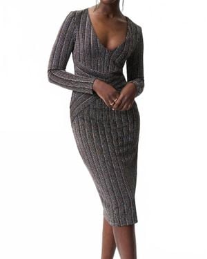 Joseph Ribkoff Long Sleeve V-Neck Midi Dress - Black