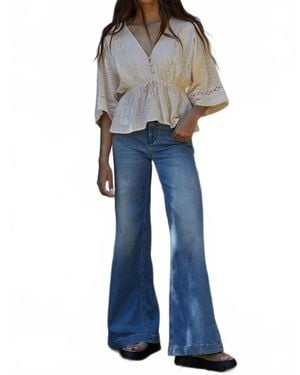 By Together Melia V-Neck Blouse - Blue