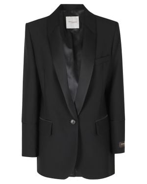 ERMANNO FIRENZE Single-Breasted Padded Shoulders Polyester Blazer - Black