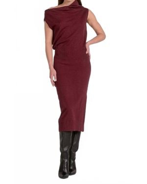 Elan Off Shoulder Midi Sweater Dress - Red