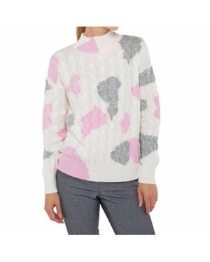 InCashmere Long Sleeve Animal Print Sweater - Gray