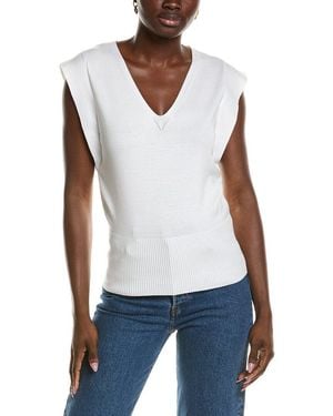 Tahari Jersey Sweater Vest - White