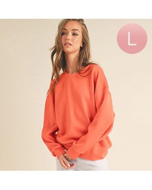 TRUEDAMES Solid Crewneck Scuba Sweatshirt - Orange