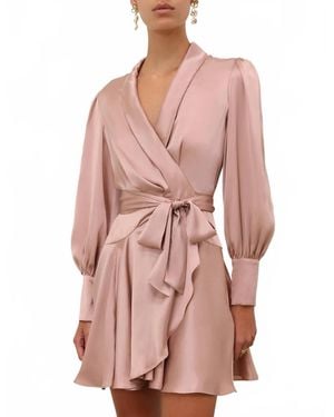 Zimmermann Silk Wrap Mini Dress - Pink