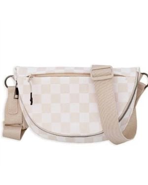 The Lyrical Spirit Checkered Nylon Fanny Pack Sling Bags - White