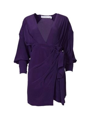IRO Inima Draped Silk Wrap Dress - Purple