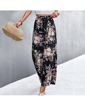 The Moment Collection Floral Wide Leg Pant - Black