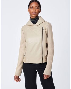 Bernardo Vegan Leather Sweater Jacket - Natural