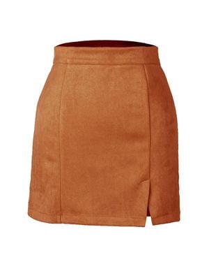 TRUEDAMES Suede Wrap Mini Skirt - Brown
