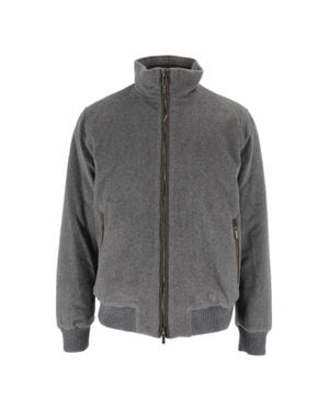 Peserico Structured High Collar Zip Outerwear Jacket - Gray