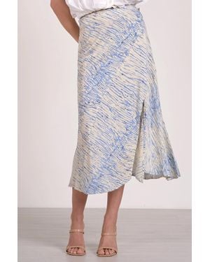 Elan Sahara Midi Skirt With Side Slit - Blue