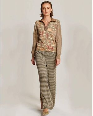 ME 369 Millie Polo Knit Top - Natural