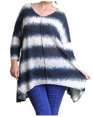 Umgee Tie Dye Striped Tunic Top - Blue