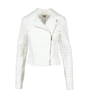 DAIRESY Cropped Coat With Asymmetrical Zipper - White
