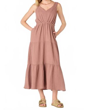 Dex Textured Midi Dress - Pink