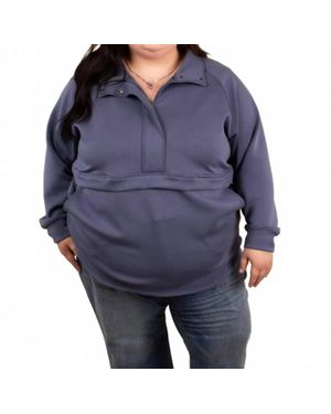 Michelle Mae Crisp Air Scuba Halfzip Sweatshirt - Blue