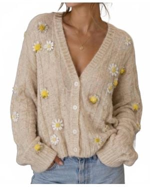 BERNADETTE Textured Knit Cardigan - Brown