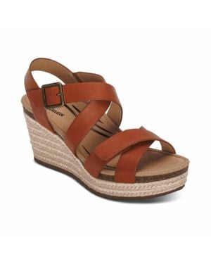 Aetrex Anna Arch Support Wedge Sandal - Brown