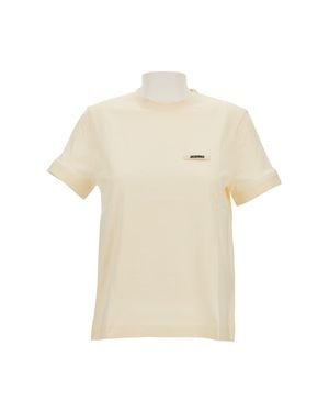Jacquemus Short-Sleeved Cotton Jersey T-Shirt With Grosgrain Ribbon Detail - Natural