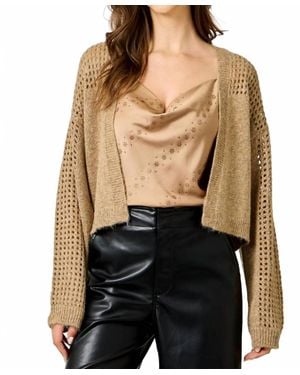 Mystree Metallic Sweater Cardigan - Black