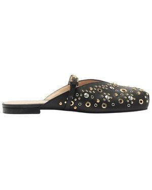 FARM Rio Studded Square Toe Leather Ballerina Flat - Black