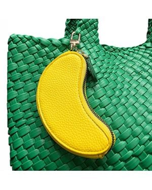 Fashnzfab Faux Leather Banana Keychain Bag Charm Coin Purse - Yellow